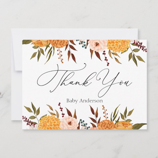 Mamáes de Fall Florals Tarjeta de nota de agradeci (Anverso)