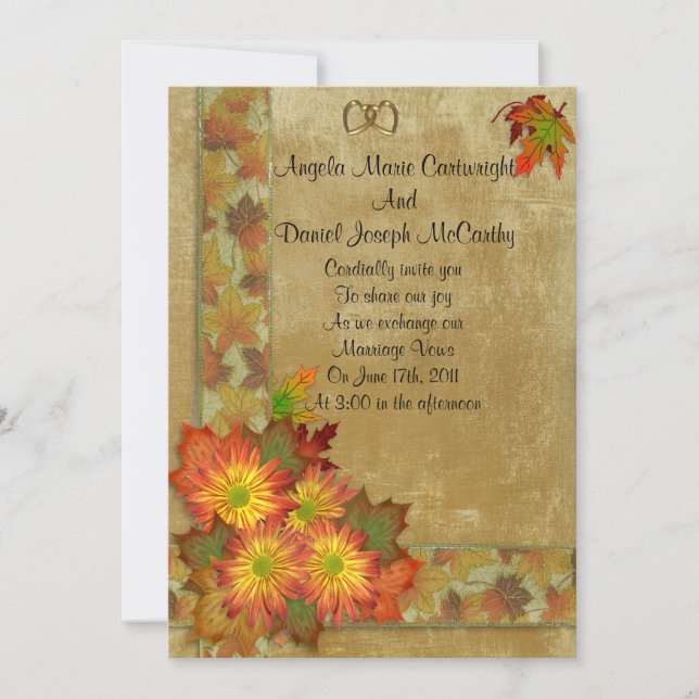 Mamáes de invitación a la boda de otoño (Anverso)