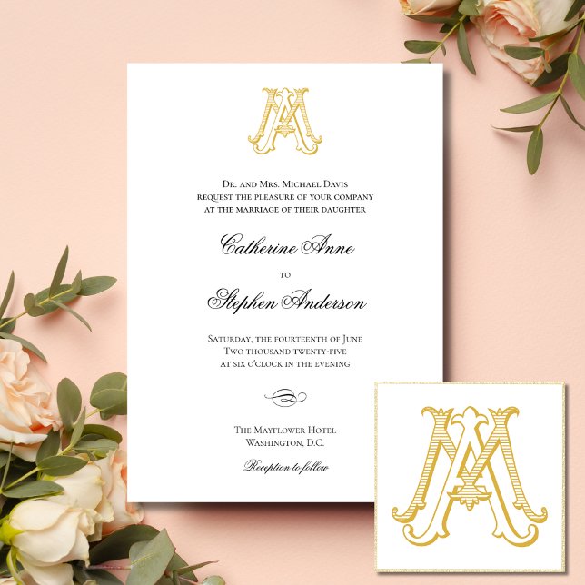 MAMÁES o invitación a la boda monograma AM - Oro (Subido por el creador)