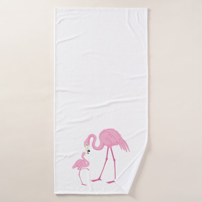 Mamas y acuarelas de un bebé flamingo (Toalla de baño)