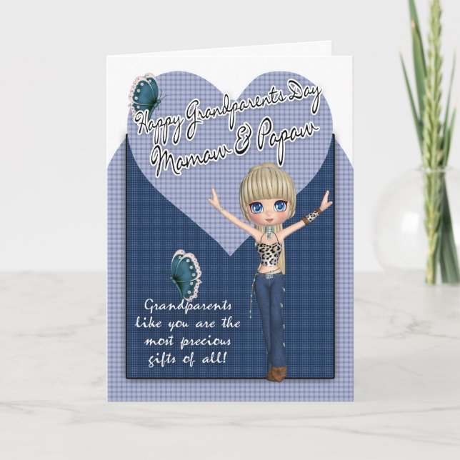 Mamaw y Papaw, tarjeta del día de los abuelos - (Anverso)