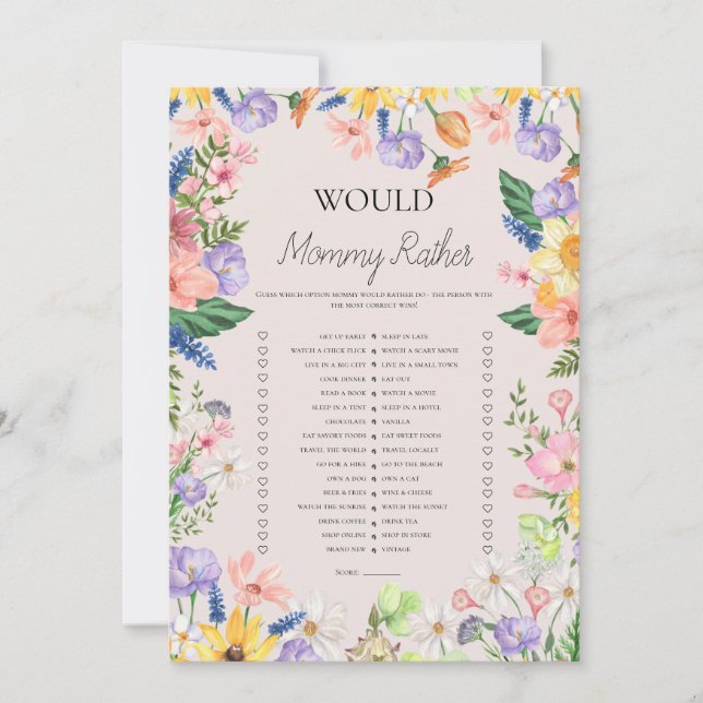 Mami Más Bien Juego Tarjeta Fiesta Baby Shower (Anverso)