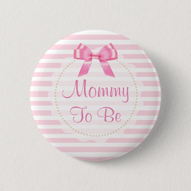 Mami para ser rosada botón Baby Shower Bow (Anverso)