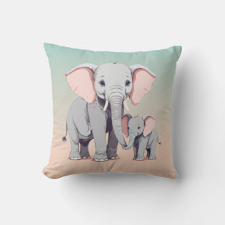 Mami y elefante bebé lanzan almohada