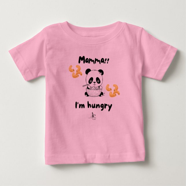 Mamma, tengo hambre panda, camiseta de bebé (Anverso)