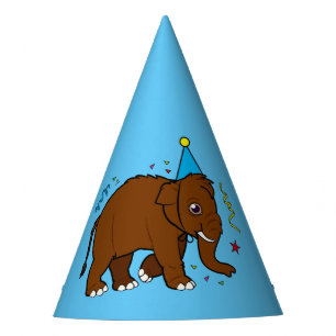 Mamut lanoso en un gorra del fiesta