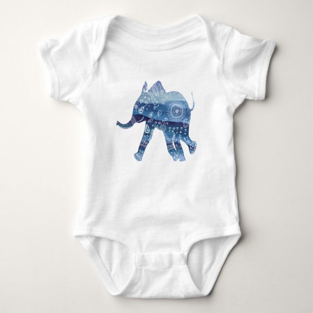 Manala elefante Jersey Bodysuit, Blanco (Anverso)