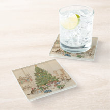 Mañana de Navidad para el Posavasos de Vidrio de l