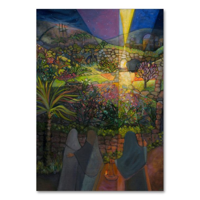 Mañana de Pascua, mujeres en la tarjeta de oración (Anverso)