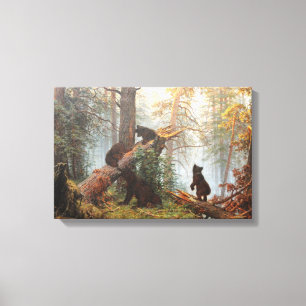 Mañana en un bosque de pinos arte fino