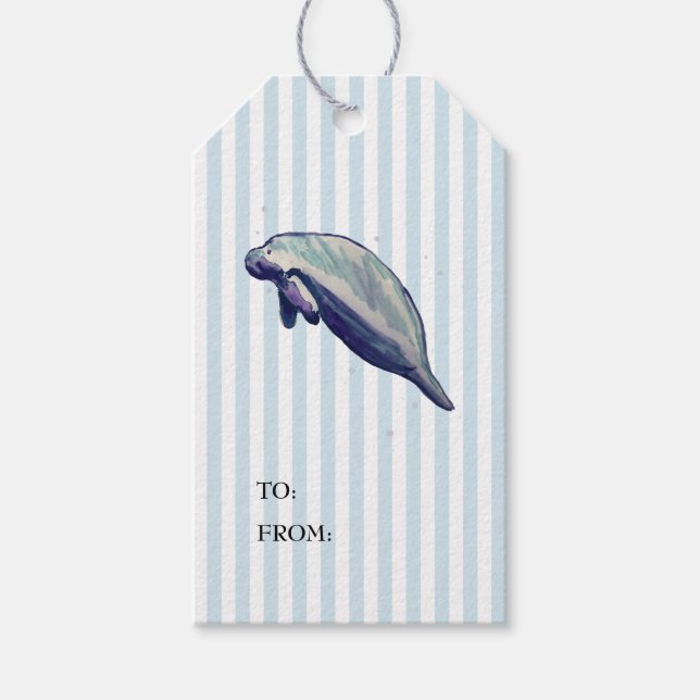 Manatee Nautical Shiplap Rustic Gift Etiqueta (Anverso)