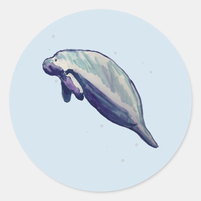 Manatee Painting Ocean Fiesta Gracias Pegatinas (Anverso)