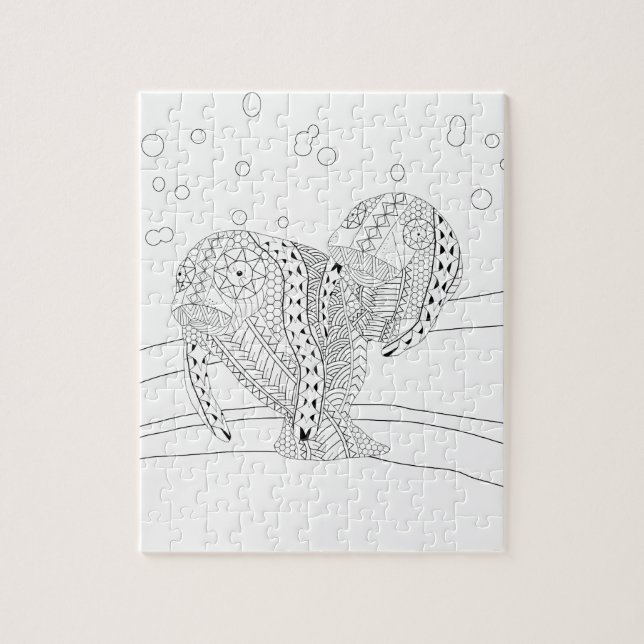 Manatees Adulto Coloring Puzzle (Vertical)