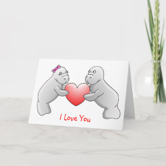 Manatees "te amo" tarjeta de felicitación