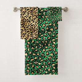Mancha de leopardo de oro y verde elegante