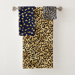 Mancha de leopardo dorado y azul real elegante