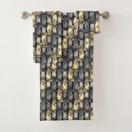 Mancha dorada y gris, trozos rectangulares tallado
