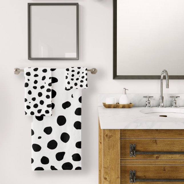 Manchas de queso blanco negro (Cheetah Spots Black White Bath Towel Set by Looly Elzayat
)
