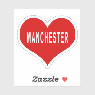 MANCHESTER Red Love Heart Vinyl Pegatina