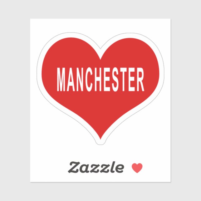 MANCHESTER Red Love Heart Vinyl Pegatina (Hoja)