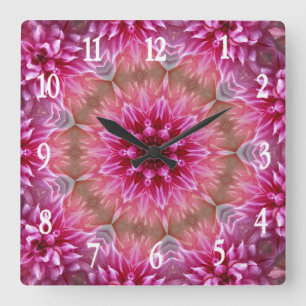Mandala Art Flor Rosa Diseño Cuadrado Reloj de par