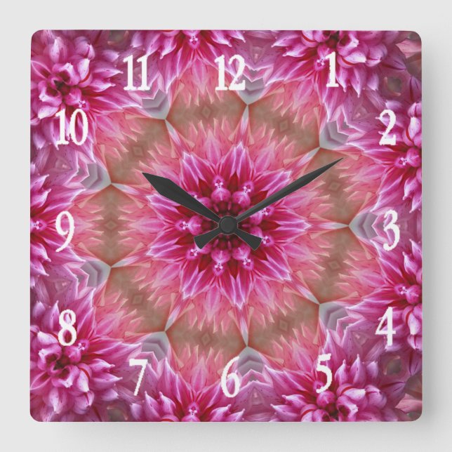 Mandala Art Flor Rosa Diseño Cuadrado Reloj de par (Anverso)