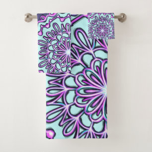 Mandala artsy púrpura verde azulada de Boho de la