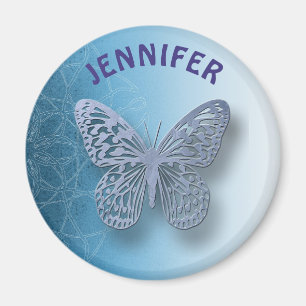 Mandala azul personalizada y imán de mariposa