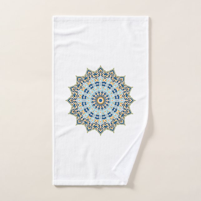 Mandala azul y Naranja (Toalla de mano)