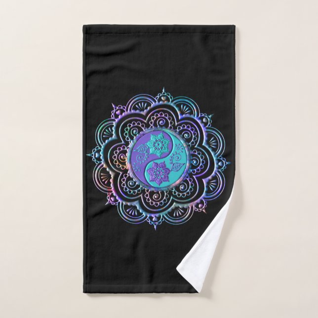 Mandalá Azul y Púrpura (Toalla de mano)