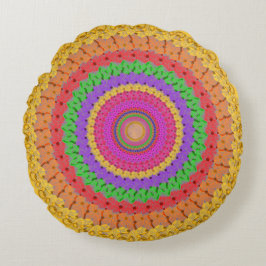 Mandala Ball estilo de crochet amarillo - Almohada