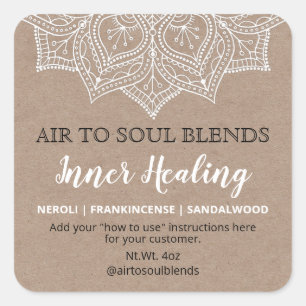 Mandala blanca en etiquetas de mezcla de Kraft