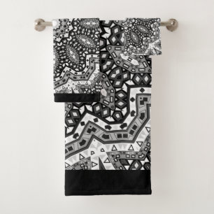 Mandala blanca negra, caleidoscopio, ornamento red