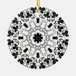 Mandala blanca y negra Ornamento místico navideño