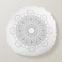 Mandala blanca y negra v2 Almohada redonda