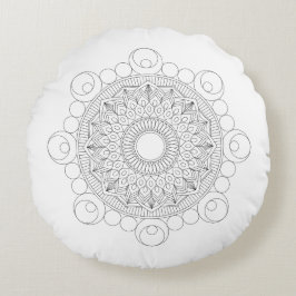 Mandala blanca y negra v2 Almohada redonda