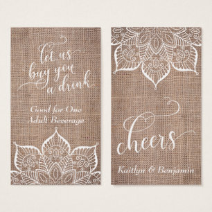 Mandala & Burlap with Pretty Script, Drink Tickets