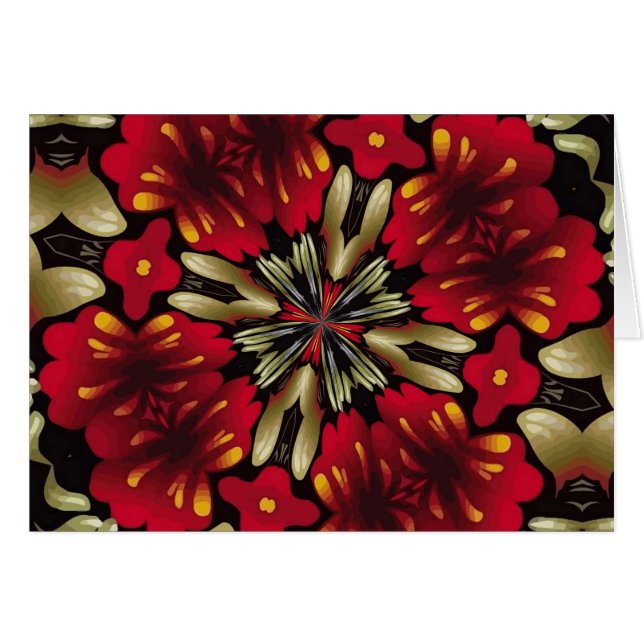 Mandalá caleidoscópico rojo tropical (Anverso (Horizontal))