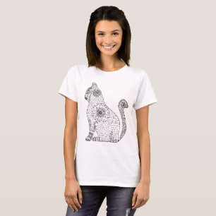 Mandala Cat Camiseta básica, blanco