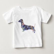 Mandala Dachshund Bellas Jersey T-Shirt, Blanco