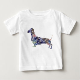 Mandala Dachshund Bellas Jersey T-Shirt, Blanco