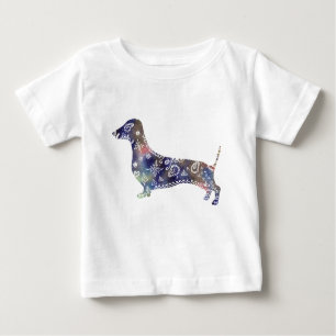 Mandala Dachshund Bellas Jersey T-Shirt, Blanco