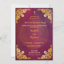 mandala de boda hindú india invitación