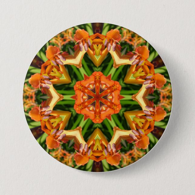 Mandala de collage de belleza naranja - Botón (Anverso)