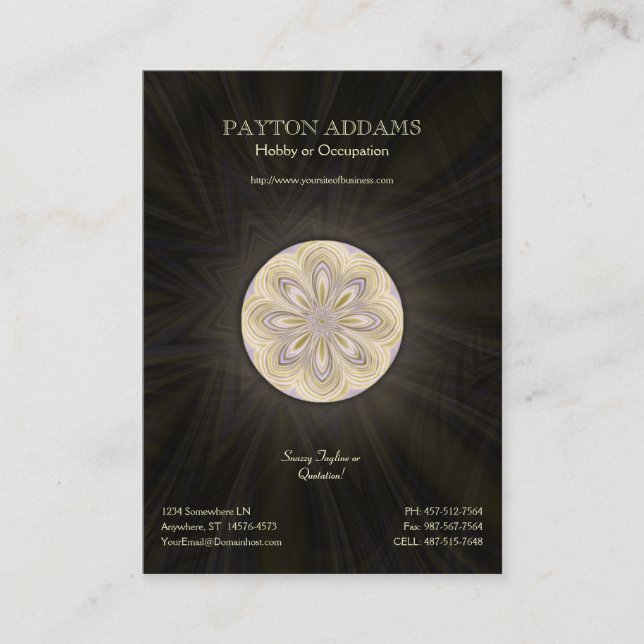 Mandala de disminución de oro - tarjeta de visita (Anverso)