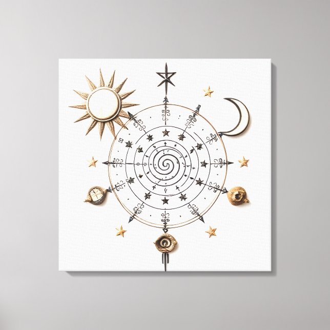 Mandala de equilibrio celestial en lienzo estirado (Anverso)