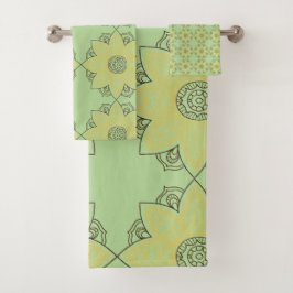 Mandalá de Flor Verde y Amarillo