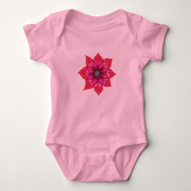 Mandala de flores Baby Jersey Bodysuit, Blanco (Anverso)
