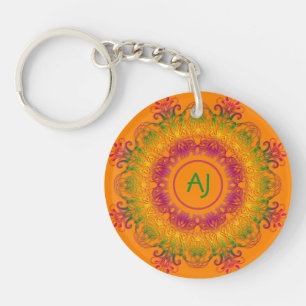 Mandala de gradiente étnico. Inicial. Llavero