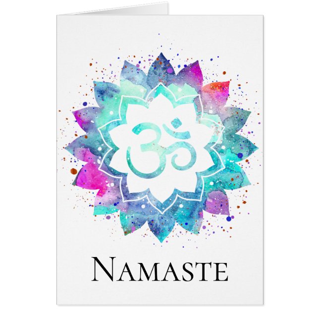 Mandala de Lotus de la acuarela del símbolo de OM (Frente)
